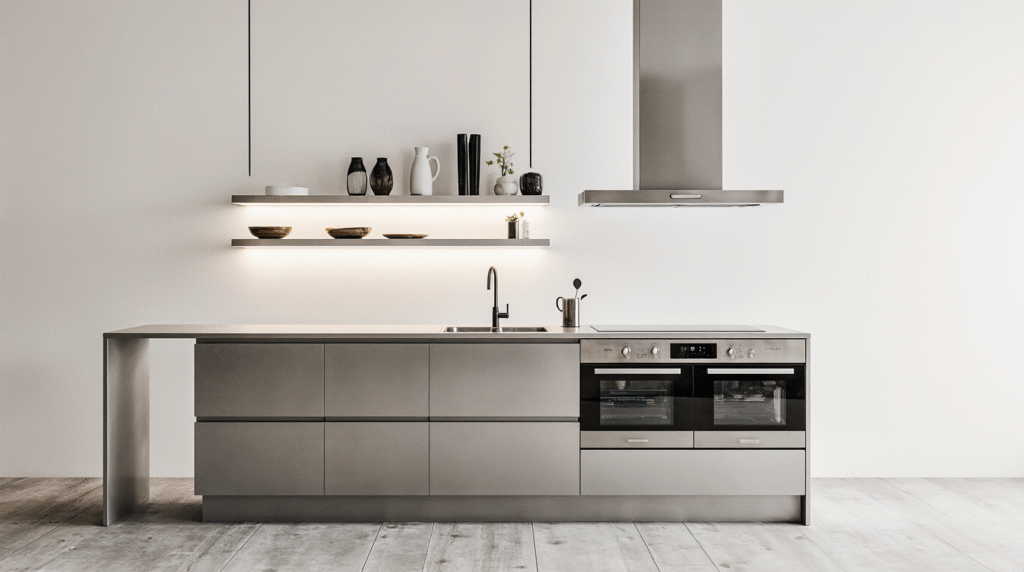 Cuisine équipée en aluminium